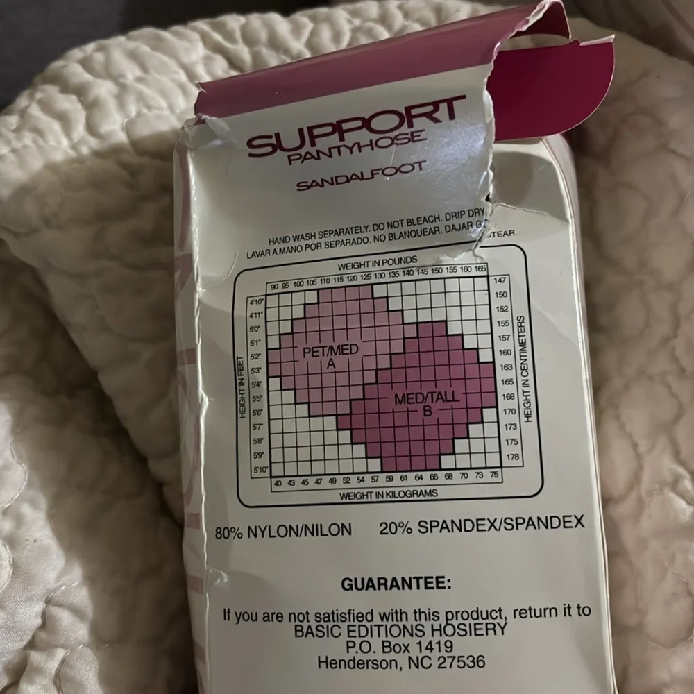 Vintage Basic Editions Sandalfoot Support Pantyhose In Suntone 2 Pair
